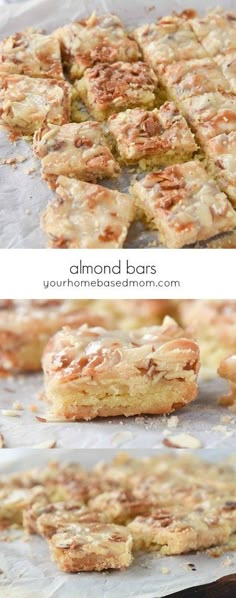 almond bars are stacked on top of each other and ready to be baked in the oven