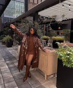 Brown Outfits For Brunch, Classy Bougie Outfits Black Women, Alexandra Crane Outfits, Brown Boot Outfit Black Women, Valentine’s Day Night Outfits, Elegant Classy Outfits Black Women Birthday, Dressy Fall Outfits Black Women, Nyc Winter Fashion Going Out, Winter Dresses Black Women