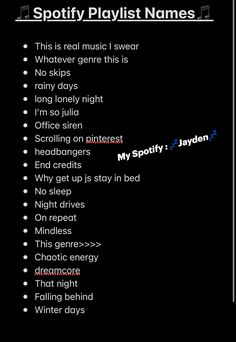 the spotify playlist names are highlighted in this screenshote screen shot,
