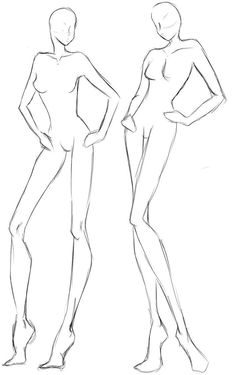 two female mannequins are shown in this drawing