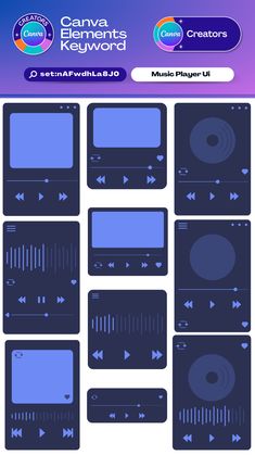 music player uip for the game elements keyword, with buttons and sound waves