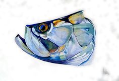 a painting of a fish on a white background