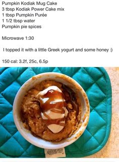 a bowl filled with food sitting on top of a blue mat