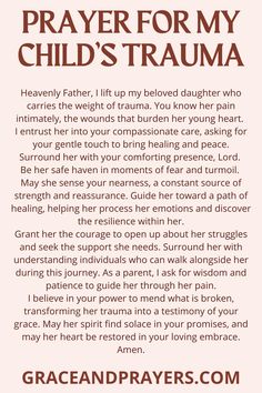 Are you seeking prayers for trauma? Then we hope you can use these 6 supportive prayers to seek comfort and healing in God's loving touch! Click to read all prayers for trauma. Parents Prayer, Family Prayers, Deliverance Prayers, Spiritual Warfare Prayers, Bible Study Help, Spiritual Prayers