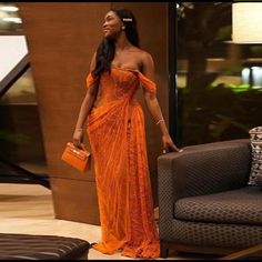 Orange Lace Off The Shoulder Prom Dresses Black Girls Long Evening Gowns African Women Formal Off The Shoulder Prom Dresses, Nigerian Traditional Dresses, Prom Dresses Off The Shoulder, Orange Prom Dresses, Nigerian Dress, Nigerian Lace Styles Dress, Nigerian Lace Styles, Prom Dresses Black