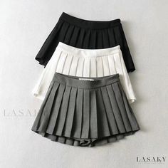 Lasaky - Academy Pleated Skirt: High-Waisted Front Short & Back Long Skirt Skirts Korean, Skirt Korean, Short Pollera, Rok Mini, Womens Pleated Skirt, Pleats Pattern, Micro Skirt, Tennis Skirts, Corset Bustier