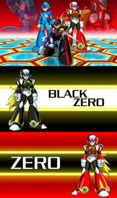 three different types of cartoon characters on red and yellow stripes with the words blackbird, zero