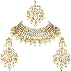 PRICES MAY VARY. DIMENSIONS: Necklace Length - 8.2 inch x Width - 2.1 inch, Earrings Height - 4.5 inch x Width - 2.1 inch, Maang Tikka Length - 6.8 inch x Width - 2.1 inch, Weight - 236.4 gms Brand: At Aheli, we have been recreating the exquisite treasure of Indian Heritage Jewelry and making it available to our customers globally to retain the traditional Indian culture and ethnicity. Packaged in elegant branded boxes with extra stones and ear push, we ensure the best is delivered to you and yo Bollywood Style White Kundan Bridal Necklace, Bollywood Style White Kundan Necklace With Pearl Drop, Cheap White Traditional Kundan Necklace, White Pearl Bollywood Jewelry Sets, Festive Bollywood Pearl Jewelry Sets, Kundan Choker Necklace, Indian Choker Necklace, Kundan Jewellery Set, Ear Chain