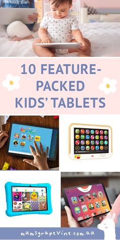 the top ten features for children's ipads, including an image of a child playing on a tablet