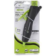 a black and green pen in its package on a white background with an ad for the product