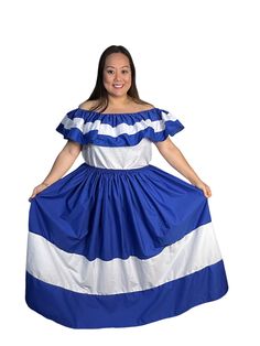 Salvadoran Blue and White Traditional Casual Dress, we have your size. Celebrate the wonderful culture of El Salvador. Wear our Salvadoran dress and be part of a beautiful tradition. Includes: Blouse and Skirt plus one flower clipSizes: XSmall to XXLarge - Length: 36 in Approx. Note: Check the Photo Gallery to access the Size Chart Color: White and blue Material: PolyCottonHow should I care for and clean the dress: Hand-Wash or Dry-CleanMake every day special with our Salvadoran Blue and White T One Flower, Dress Blue, Traditional Dresses, White T, Blue Dresses, Blouse And Skirt, Photo Gallery, Casual Dress, Photo Galleries