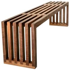 a wooden bench that is made out of wood and has vertical slats on the sides