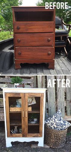 an old dresser turned into a cabinet