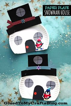 paper plate snowman house craft for kids