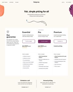 an image of a website page with the words fair, simple pricing for all on it