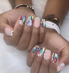 Short Square Nails, Nail Design Inspiration, Short Nail Designs, Short Acrylic Nails Designs, Fabulous Nails, Chic Nails, Funky Nails, Square Nails, Short Acrylic Nails