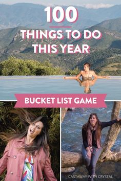 the cover of 100 things to do this year bucket list game with photos of women in bikinis