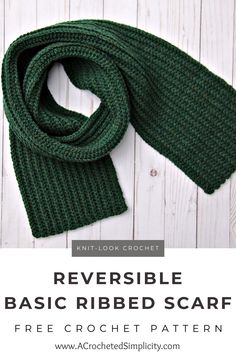 the reversible basic ribbed scarf free crochet pattern is on sale