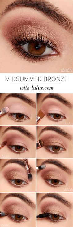 Simple, easy, and can be casual or fancy! Great summer look! Smokey Eyeshadow Tutorial, Make Up Mata, Eyeshadow Tutorial For Beginners, Mekap Mata, Bronze Eyeshadow, Makeup Tip, Smokey Eyeshadow, Best Eyeshadow, Smink Inspiration