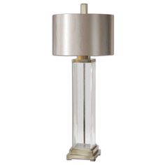 Uttermost Drustan Clear Glass Table Lamp By Casagear Home Uttermost Lighting, Clear Glass Table Lamp, Uttermost Lamps, Clear Glass Table, Transitional Table Lamps, Buffet Lamps, Champagne Bronze, Portable Light, Glass Table Lamp