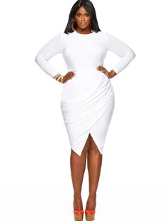 Def sexy! This dress is def showing the world that she has a flawless curvy body and she will rock it! Love it Bodycon Dress Outfit, White Plus Size Dresses, Look Plus Size, Plus Size Bodycon Dresses, Plus Size Bodycon, Elegant Midi Dresses, Cheap Evening Dresses, Women Bodycon Dress, Fashion Business