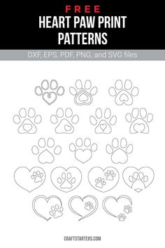 the heart paw print pattern is shown in black and white