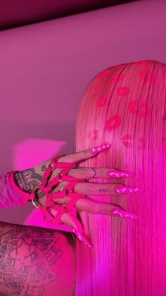 Pink hair nails tattoos Girly Things Wallpaper, Princess Pink Wallpaper, Fun Model Poses, Pink Girly Things Wallpaper, Spam Pfp Baddie, Pfp Baddie, Spam Pfp, Scarf Aesthetic, Diy Lace Ribbon Flowers