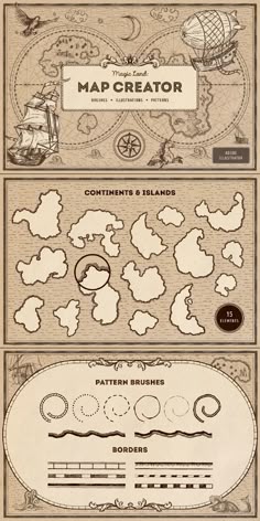 an old map with different types of clouds