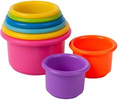 colorful plastic cups stacked on top of each other