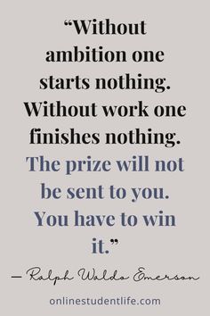 a quote with the words, without an option one starts nothing without work and finishes nothing