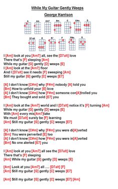 the guitar chords for while my guitar gently wraps, i am not sure what they are