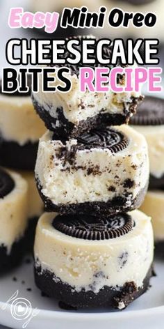 easy mini oreo cheesecake bites recipe on a plate