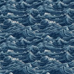 an image of waves in the ocean that is very blue and has white paint on it