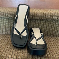 Urban Outfitters Platform Sandals. Black. New Without Tags. Size 9. Fantastic. Chinese Sandals, Y2k Platform Sandals, Platform Thong Sandals, Platform Sandals Black, Urban Outfitters Shoes, Platform Flip Flops, Black Platform, Tall Girl, Sandals Black