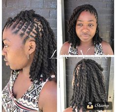 Braid Back Loc Styles, Loc Flat Twists, Retwist Styles For Locs Women, Medium Long Loc Styles, Lox Styles For Women Long, Loc Side Styles, Locs Rope Twist Styles, Short 2 Strand Twist Loc Styles, Loc Styles For The Beach