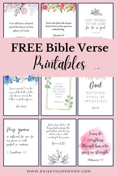 free bible verse printables with the words, flowers and leaves on pink background