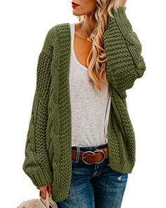 PRICES MAY VARY. Made of high quality knitted material, soft, cozy and comfortable to wear Womens cardigan sweaters feature in open front, cable knit, long sleeve, oversized loose fit style, solid color, chunky knit sweater cardigans Oversized cardigan sweaters for women nicely paired with jeans, joggers, sweatpants, boots, sexy heels or sneakers in spring, fall, winter Stylish cardigan suits for casual daily life, home, school, office, outdoor, party, work, vacation, holiday, Thanksgiving Day, Womens Chunky Cardigan, Surf Chic, Rad Outfits, Dik Vest, Chunky Sweater Cardigan, Oversized Sweater Cardigan, Loose Coats, Trip Outfits, Outwear Coat