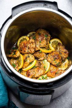 chicken with lemons and parsley in an instant pot