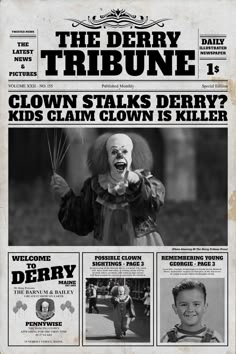 the front page of an old newspaper with clowns on it