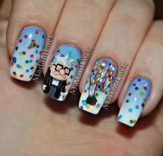 Up Nails Movie Nails, Disney Up, Nail Art Disney, Disney Nails, Cute Nail Art, Fabulous Nails, Unique Nails