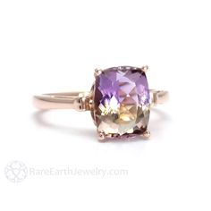 Rare Earth Jewelry - Cushion Cut Ametrine Ring. This Natural Purple and Yellow… Yellow Gemstone Ring, Ametrine Ring, Pear Shaped Diamond Ring, Antique Cushion, Dirty 30, Ring Cushion, Cushion Cut Ring, Topaz Engagement Ring, Yellow Gemstones