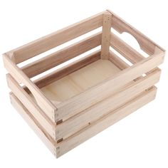 three wooden crates stacked on top of each other, one is empty and the other has no lid