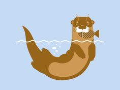 an otter is swimming in the water