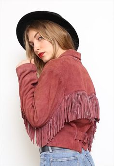 VINTAGE 70S PURPLE SUEDE TASSEL FRINGE JACKET- VINTAGE INCLINED Melissa's Wardrobe, Edgy Fashion Grunge, Barbie Characters, Collage Outfit, Hip Huggers, 70s Fashion Outfits, Suede Fringe Jacket, Wardrobe Classic