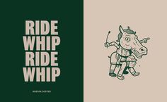 an image of a rhino riding on the back of a horse with text that reads, ride whip ride whip