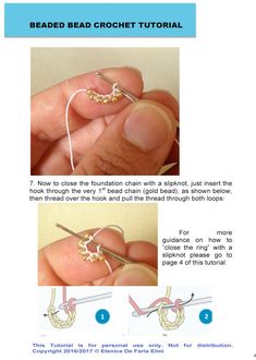 instructions for how to crochet the bead bracelet with pictures and text below