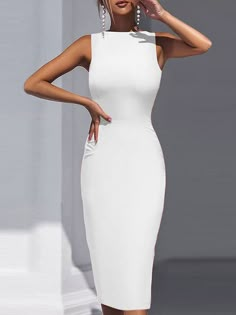 River Midi Dress - Glory Connection White Dress Classy, White Coat Ceremony, Latest Designer Dresses, White Cocktail Dress, Grad Dresses, Trend Fashion, Business Dresses, Classy Dress, Look Chic