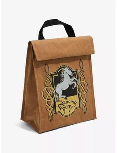 a brown bag with an image of a horse on it