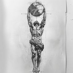 Brilliant Hercules Tattoo Flash Cool Design Tattoos For Men, Men Body Tattoo Ideas, World On Shoulders Drawing, Male Tattoos Arm, Historical Tattoos For Men, Blue Print Tattoo, Universe Inspired Tattoos, Rich Tattoo Design, Asthetic Tattoos For Men