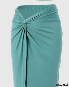 Olivia Mark - Ruched One Shoulder Crop Top And Twist High Slit Skirt Set One Shoulder Crop Top, Cute Dress Outfits, Skirt Sets, Shoulder Crop Top, Skirt Design, Style Chic, Olivia Mark, Skirt Fashion, Shoulder Sleeve